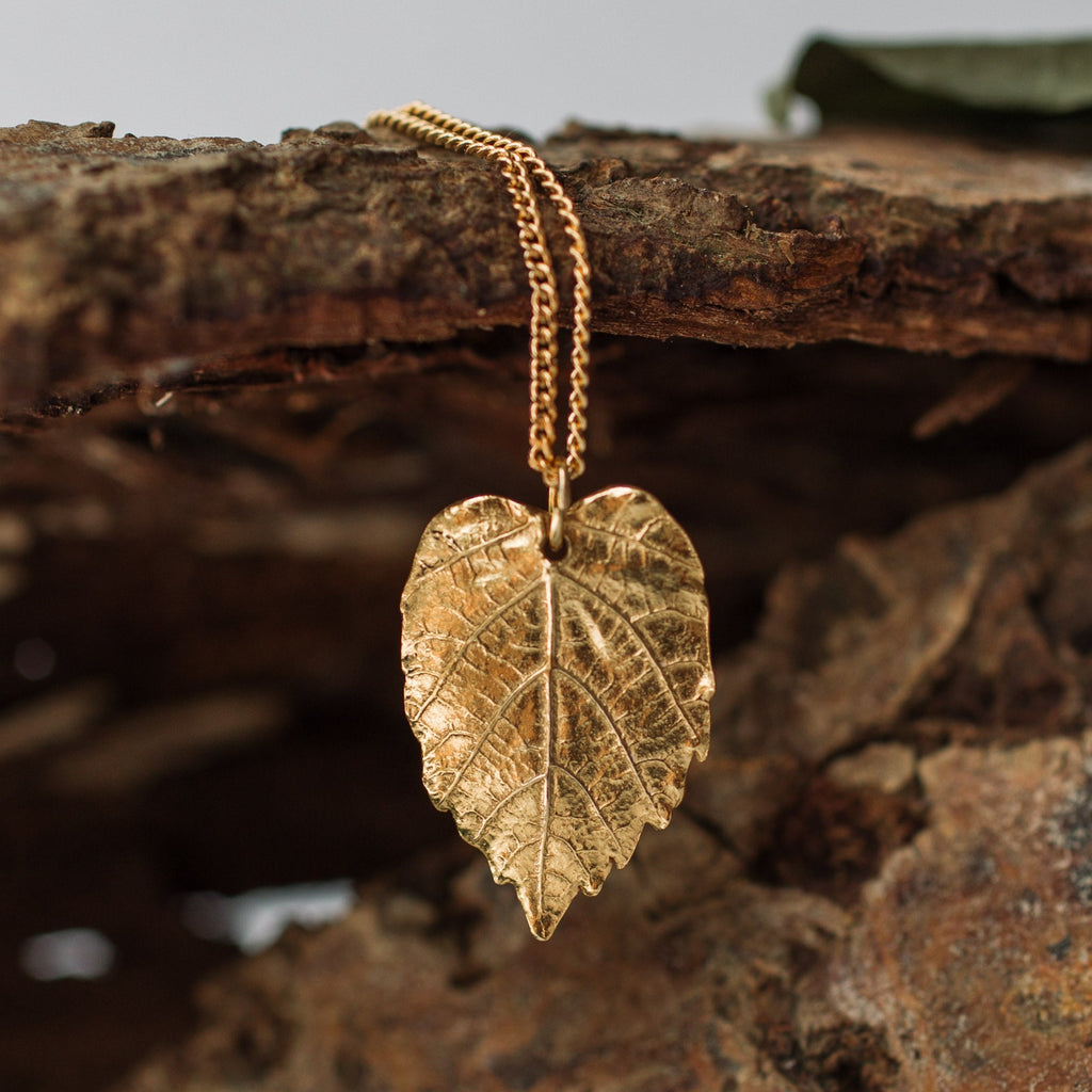 Gold Hazel Leaf Necklace