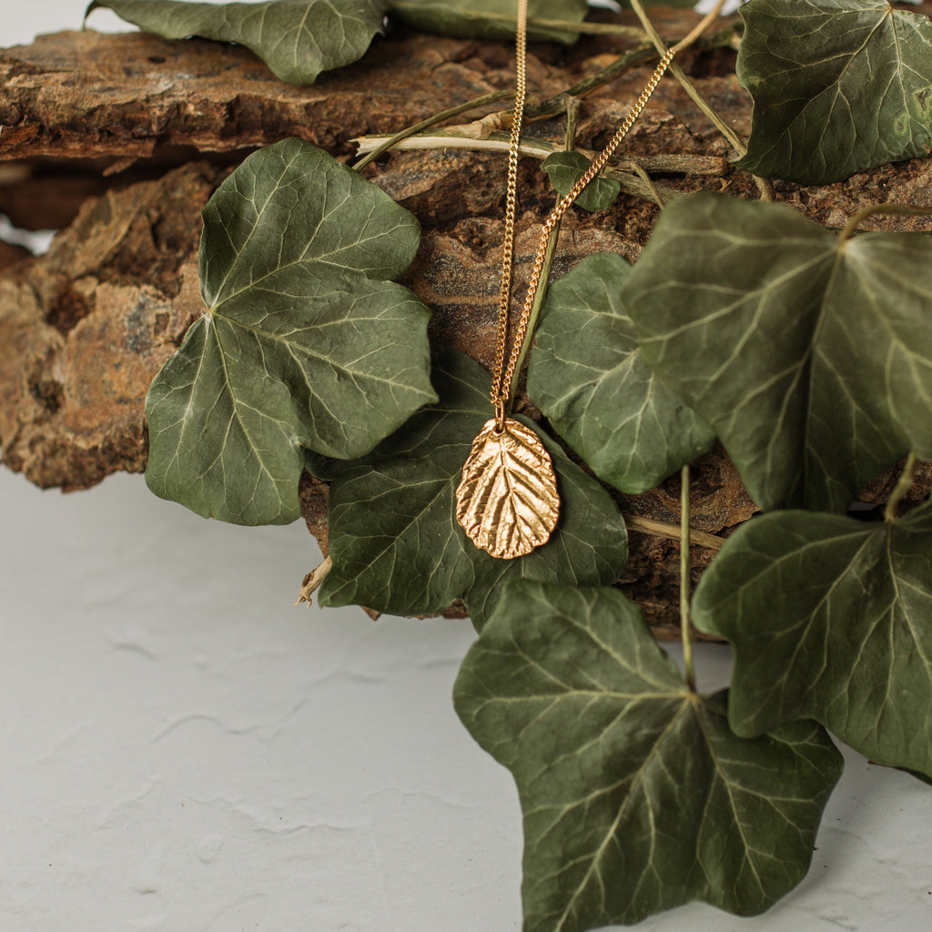 Gold Blackberry Leaf Necklace