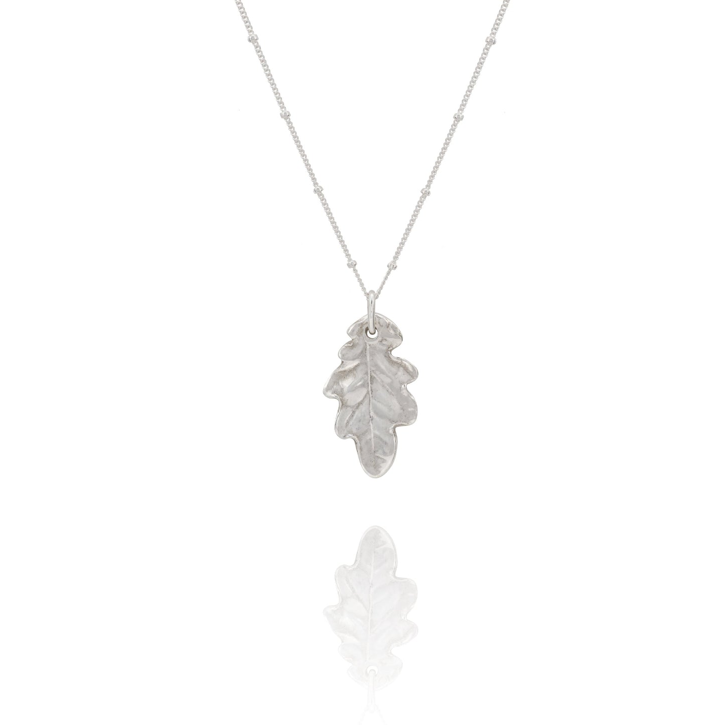 Midi Silver Oak Leaf Necklace