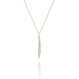 Silver necklace with a leaf pendant on a white background