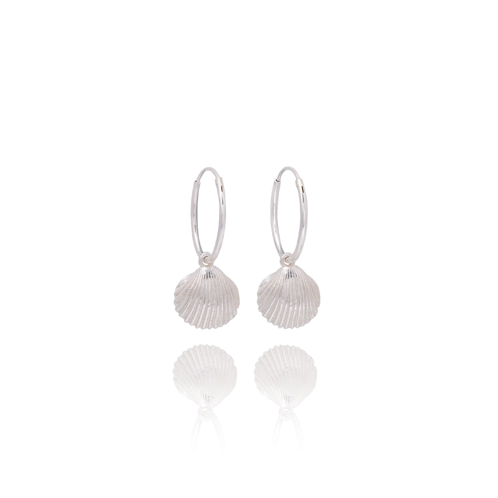 Handmade silver cockle shell earrings