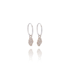 Handmade silver dainty whelk shell earrings