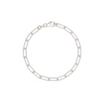 recycled silver chunky paperclip chain bracelet with lobster clasp on white background by Iris & Lolli