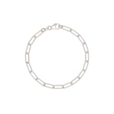 recycled silver chunky paperclip chain bracelet with lobster clasp on white background by Iris & Lolli