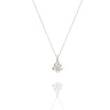 fine silver forget me not flower pendant necklace displayed on white background, delicate floral jewellery design