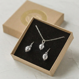 Silver acorn necklace and earrings set perfect for graduation gifts