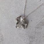 Handcrafted silver ivy leaf necklace on chain, artisan eco friendly botanical jewellery UK
