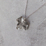 Handcrafted silver ivy leaf necklace on chain, artisan eco friendly botanical jewellery UK