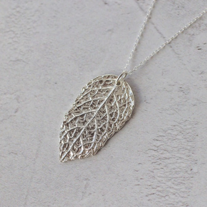 Handmade Silver Mint Leaf Necklace - Iris & Lolli