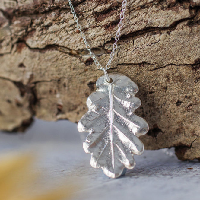 Handmade Silver Oak Leaf Necklace - Iris & Lolli
